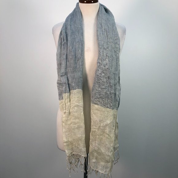 Polo Ralph Lauren Accessories - NWT Polo Ralph Lauren Blue Cream Linen Neck Scarf